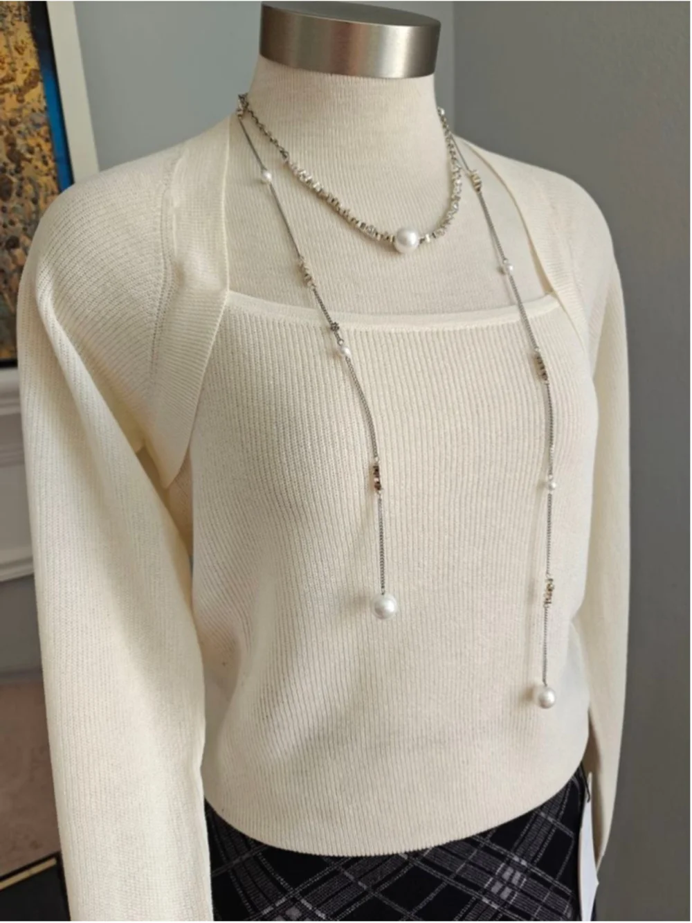 Ivory 2-in-1 Layered Knit Top | Square Neck Minimalist Sweater